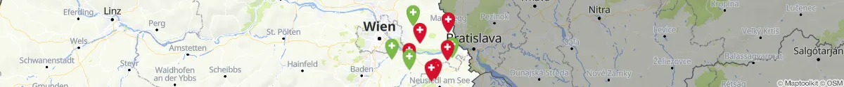 Kartenansicht für Apotheken-Notdienste in der Nähe von Wolfsthal (Bruck an der Leitha, Niederösterreich)